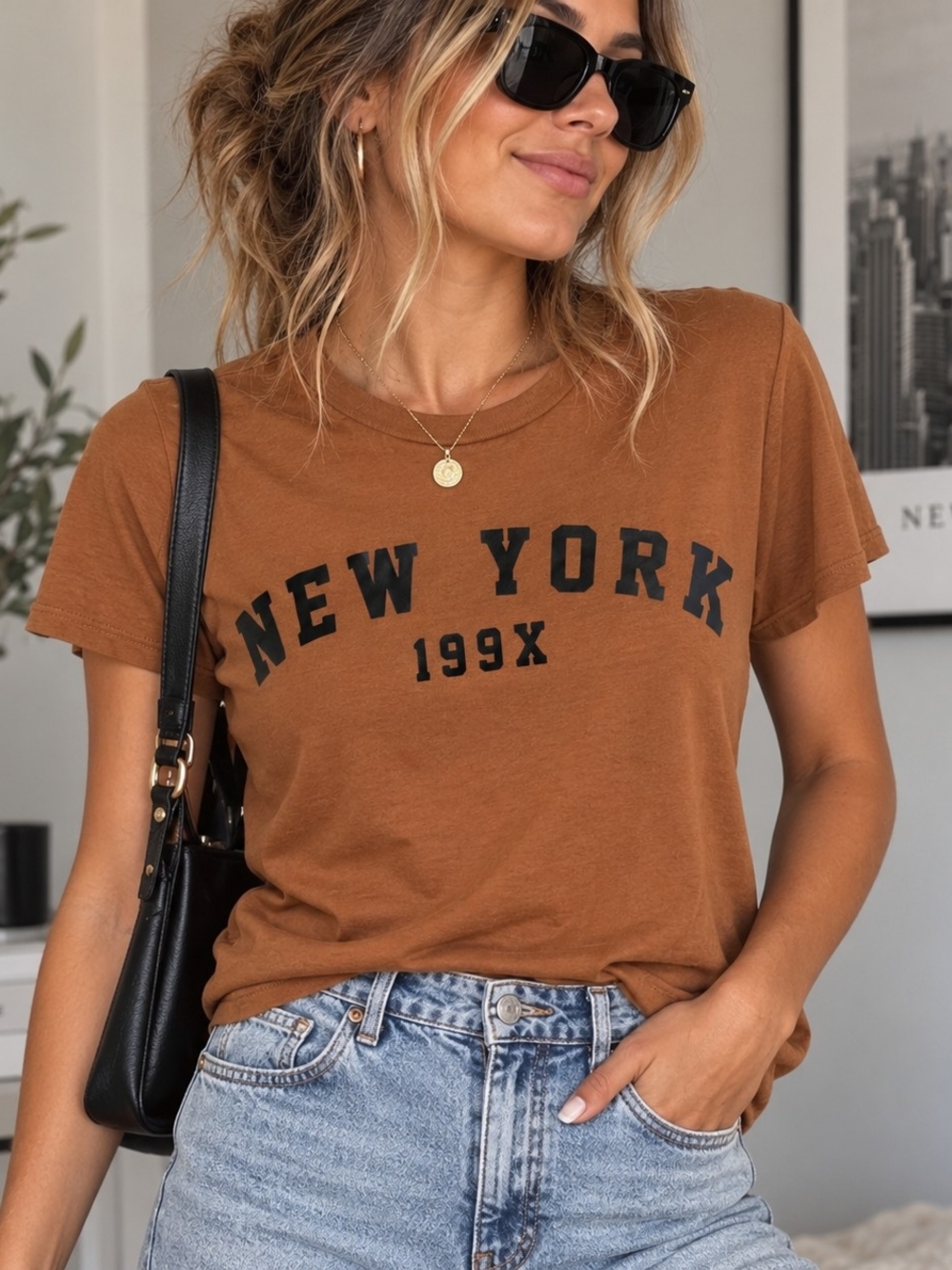 New York Graphic Tee - Brown